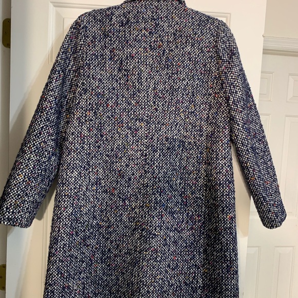 J.Crew Speckled Navy Tweed Coat | Wool Blend Overcoat | Size 8 H2018 - Picture 4 of 8
